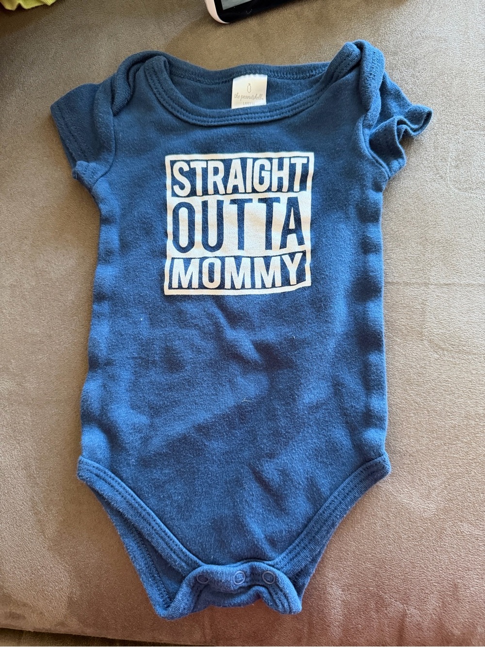 Blue "Straight Outta Mommy" Baby One-Piece Bodysuit